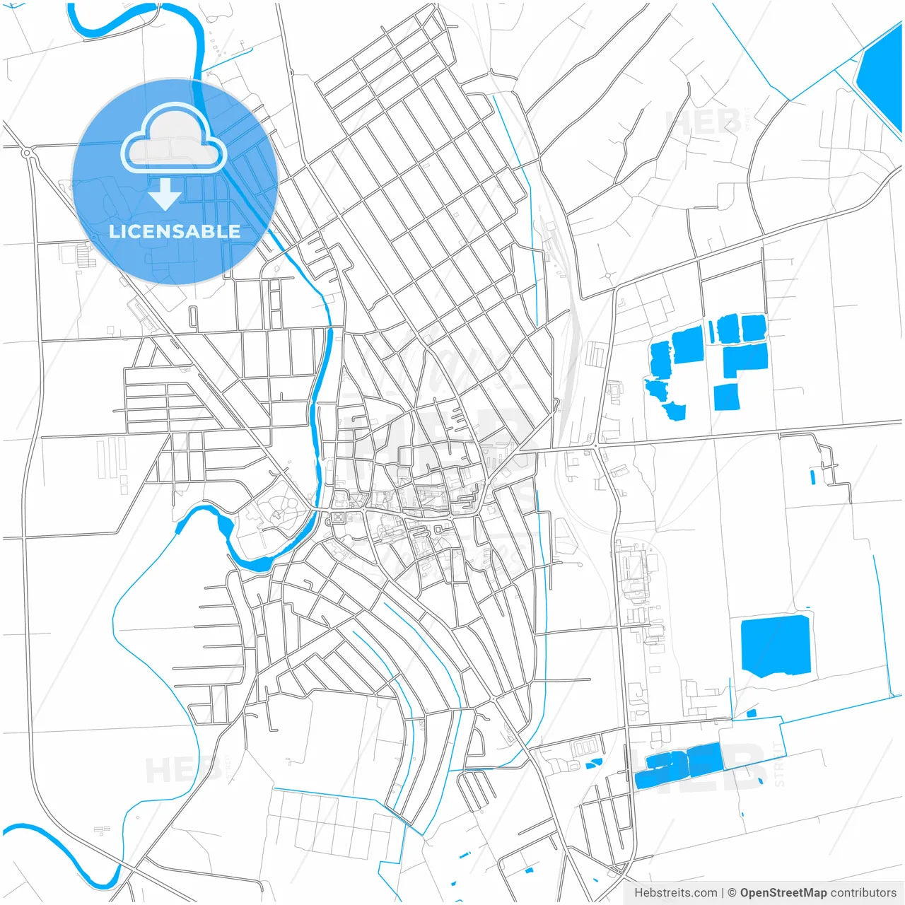 Szentes, Csongrád, Hungary, city map with high resolution roads.