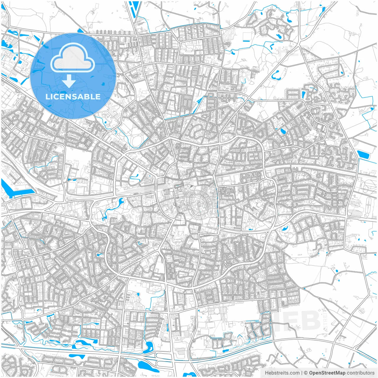 Enschede, Overijssel, Netherlands, city map with high resolution roads.