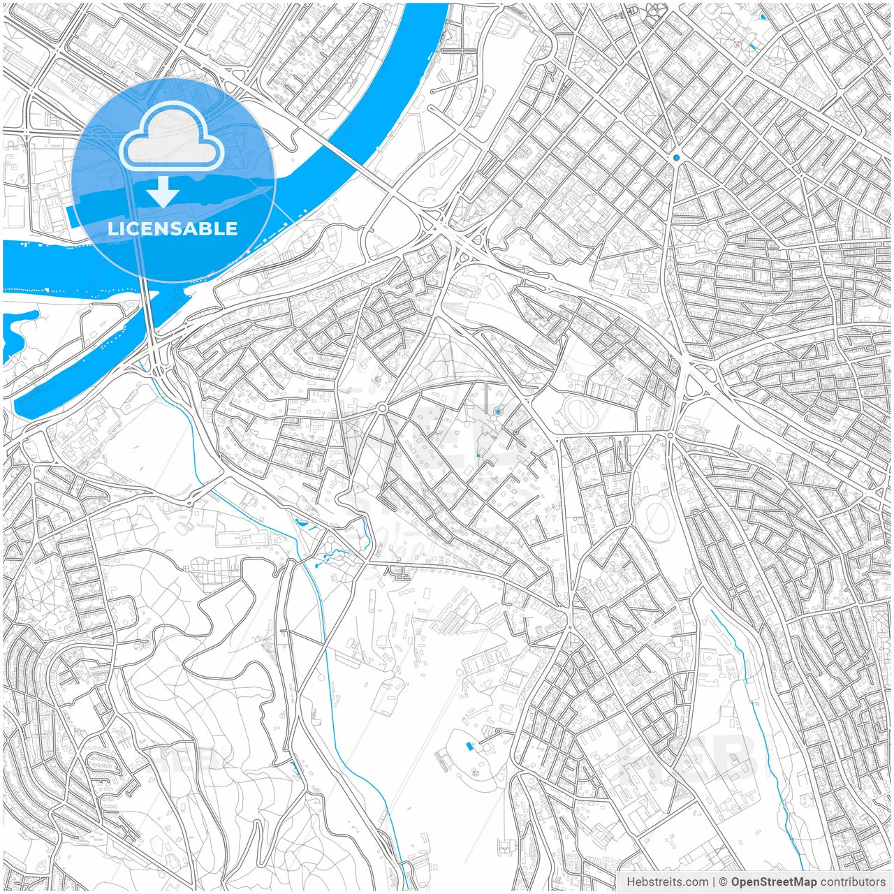 Belgrade, Belgrade, Serbia, city map with high resolution roads.