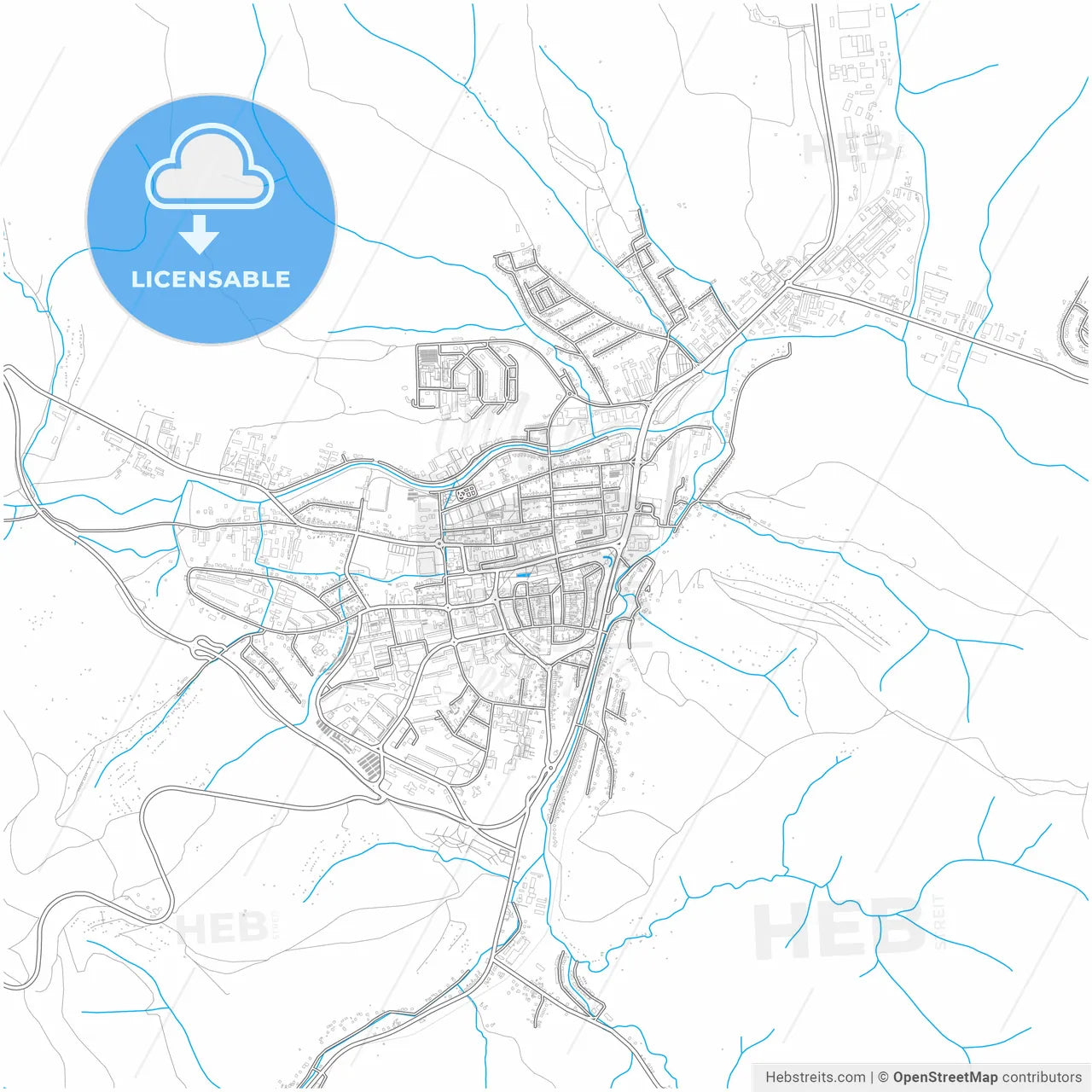 Bardejov, Prešov Region, Slovakia, city map with high resolution roads.