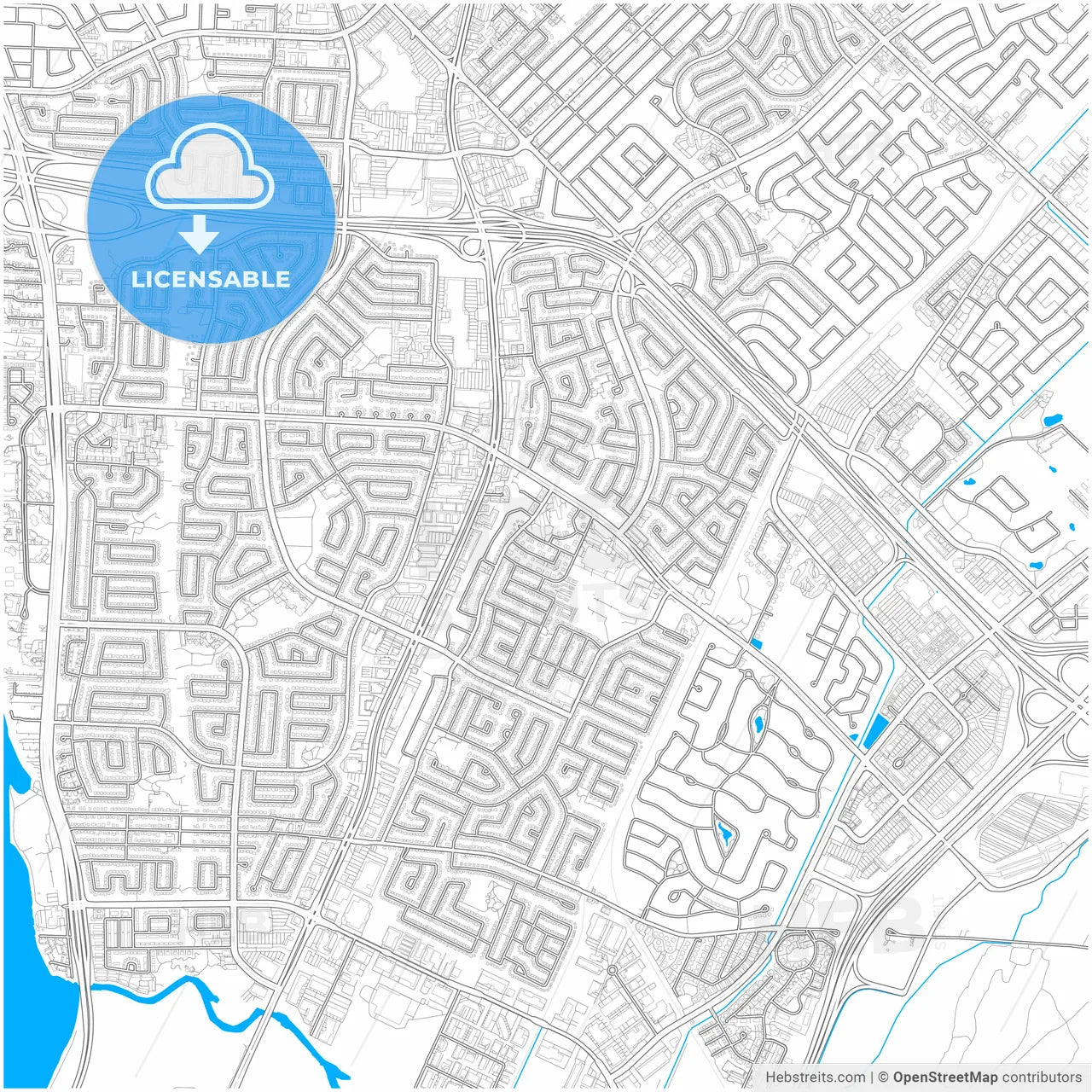 Brossard, Quebec, Canada, city map with high resolution roads.