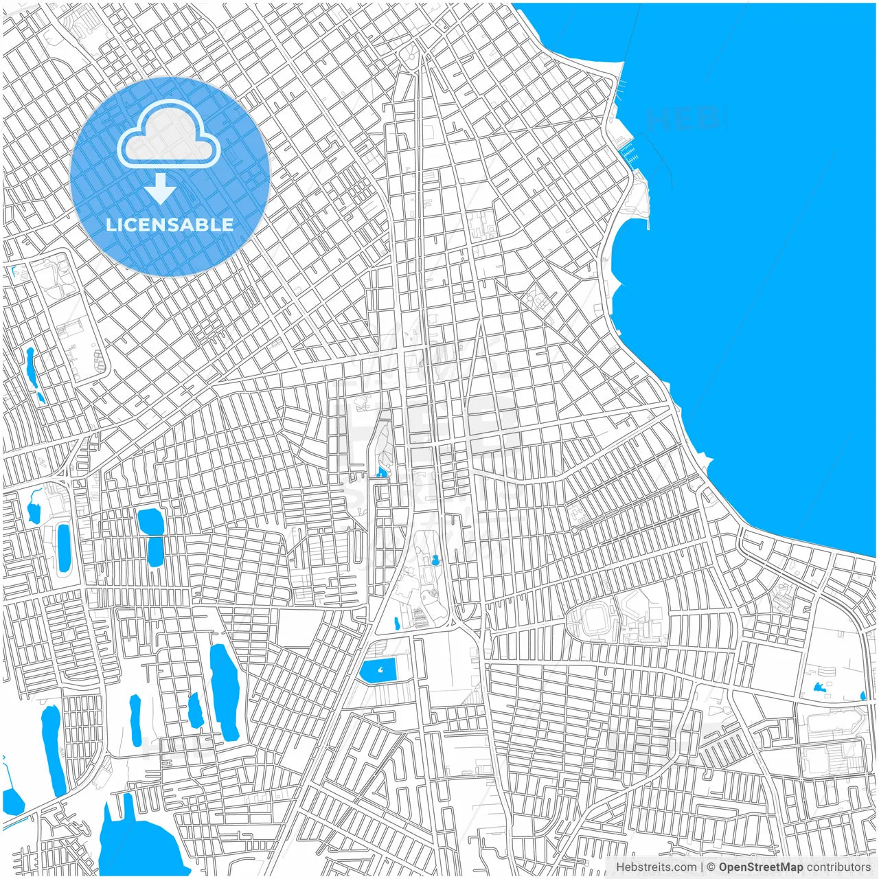 Heroica Veracruz, Veracruz, Mexico, city map with high resolution roads.