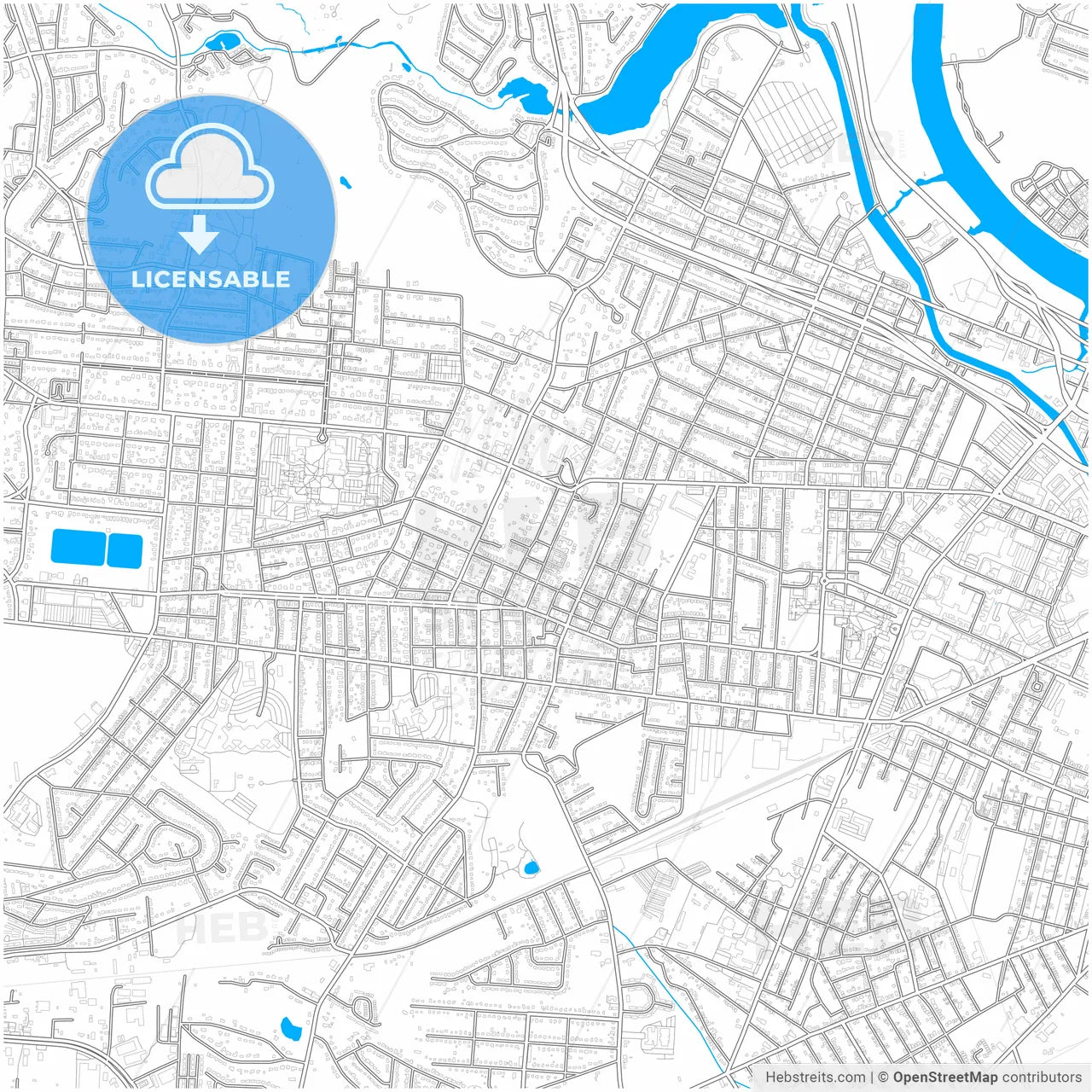 Augusta, Georgia, United States, city map with high resolution roads.