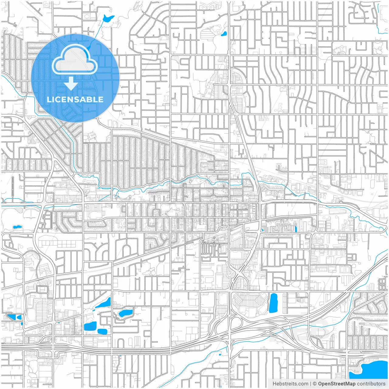 Arvada, Colorado, United States, city map with high resolution roads.