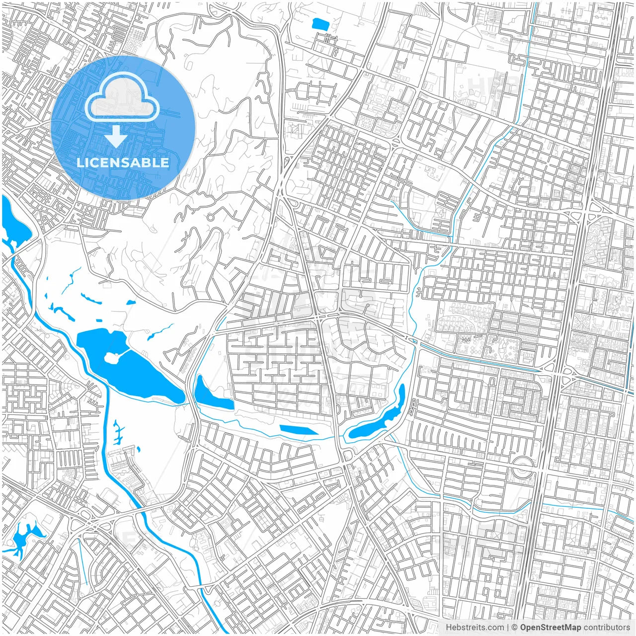 Bogota, Colombia, city map with high resolution roads.