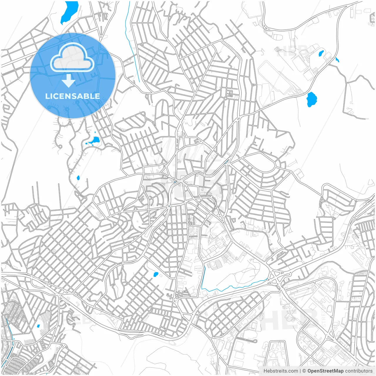 Contagem, Brazil, city map with high resolution roads.
