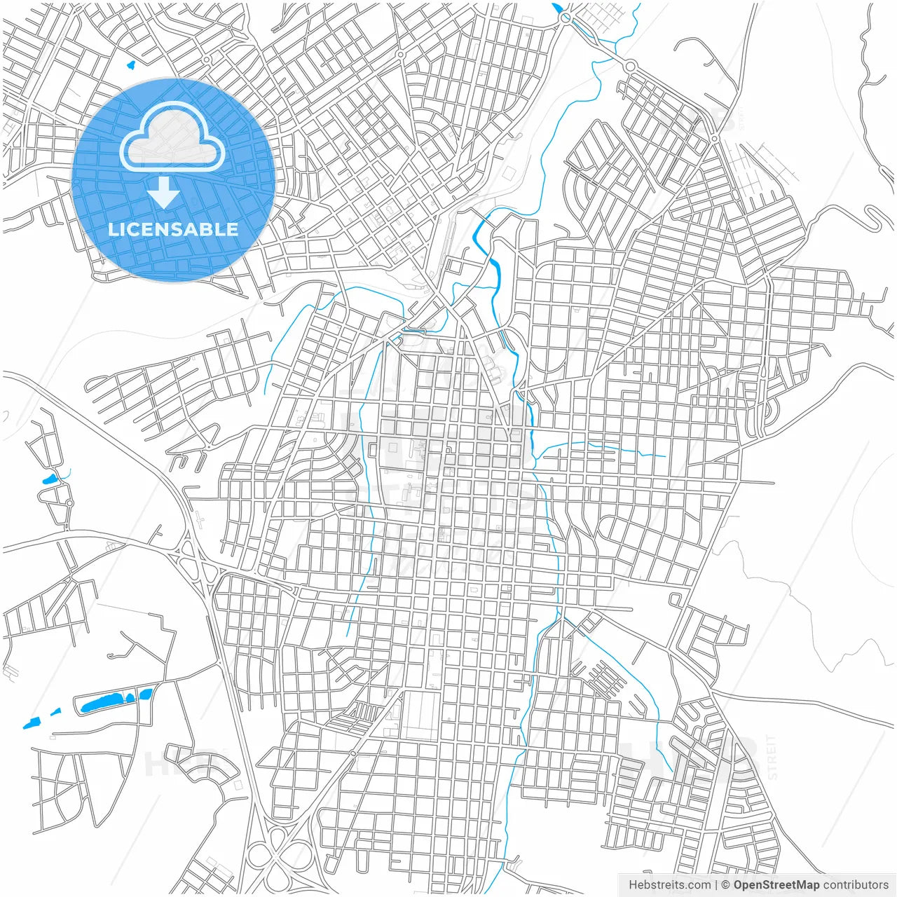 Botucatu, Brazil, city map with high resolution roads.