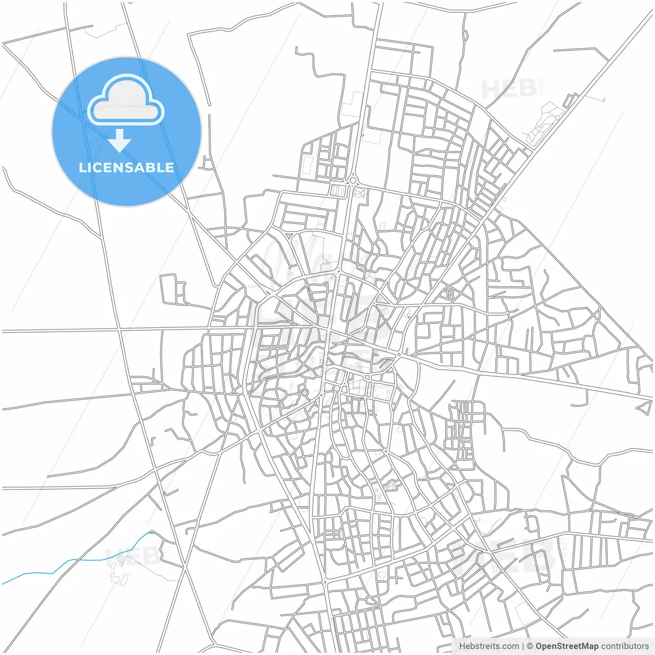 As-Suwayda, Syria, city map with high resolution roads.