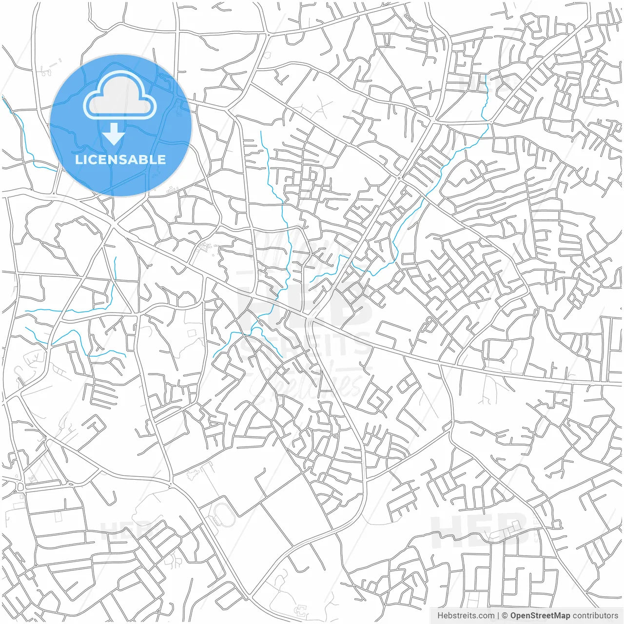 Abeokuta, Nigeria, city map with high resolution roads.