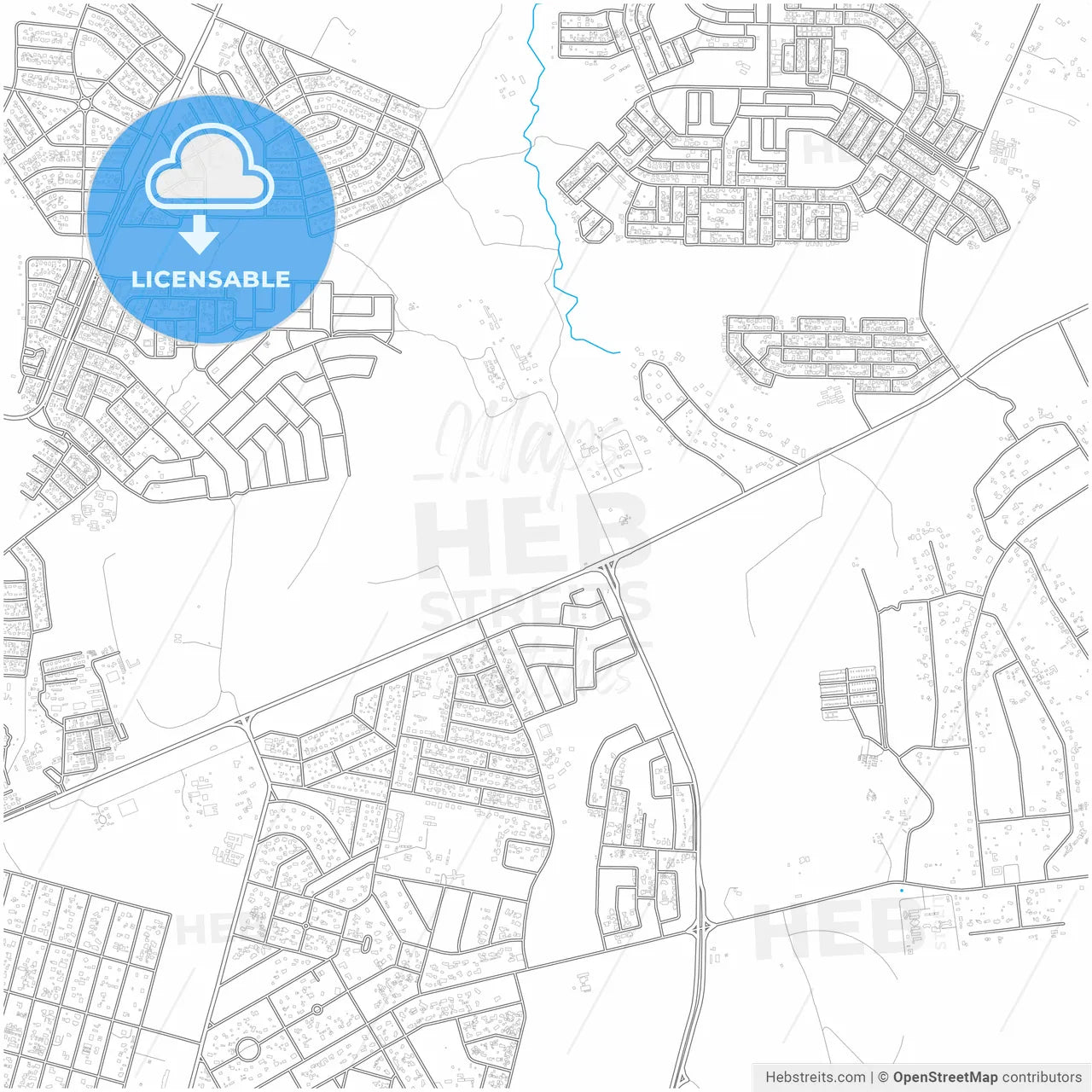 Bulawayo, Zimbabwe, city map with high resolution roads.