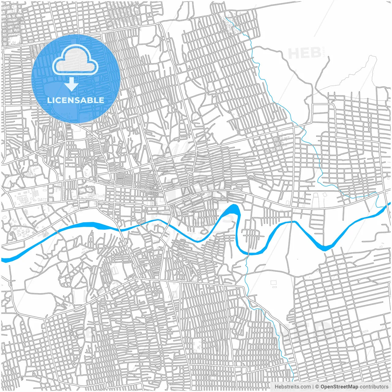 Hargeysa, Somalia, city map with high resolution roads.