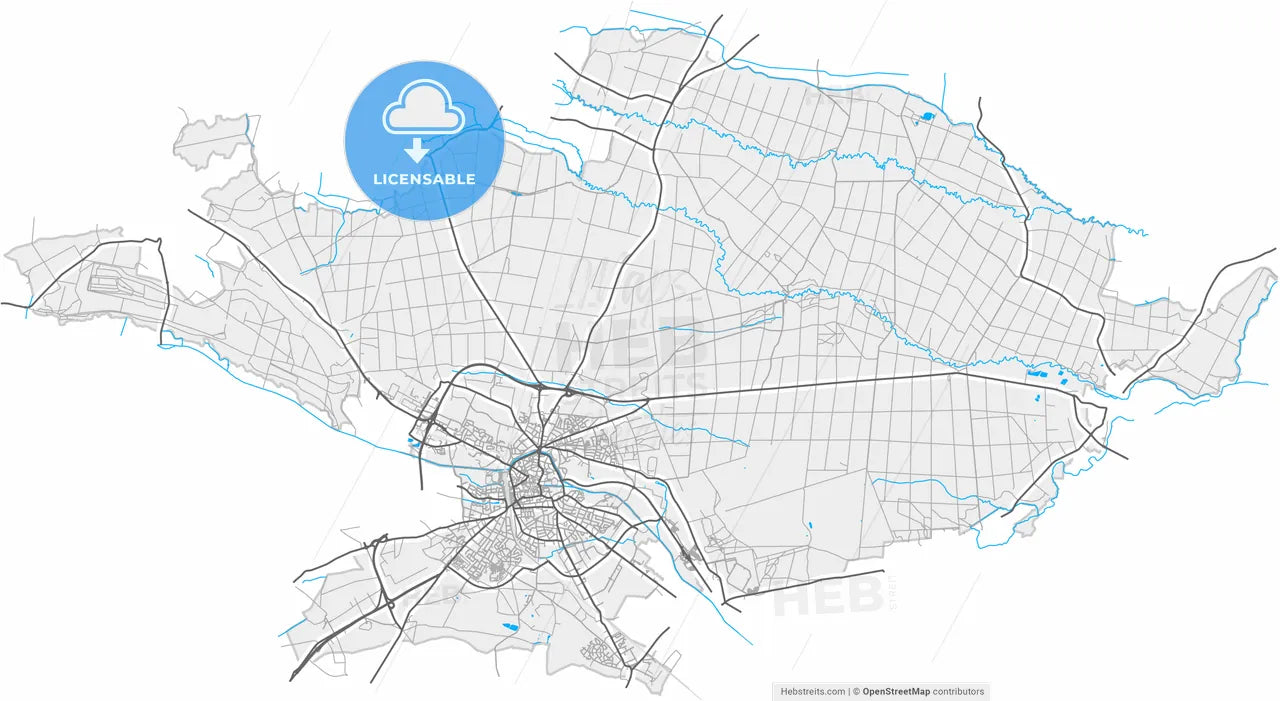 Haguenau, Bas-Rhin, France, high resolution vector map - Instant download PDF and JPG