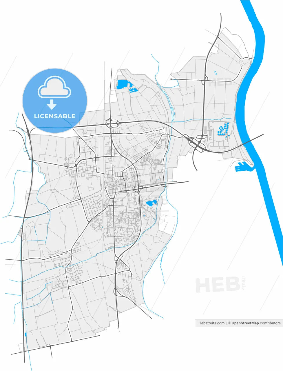 Frankenthal (Pfalz), Rheinland-Pfalz, Germany, high resolution vector map - Instant download PDF and JPG