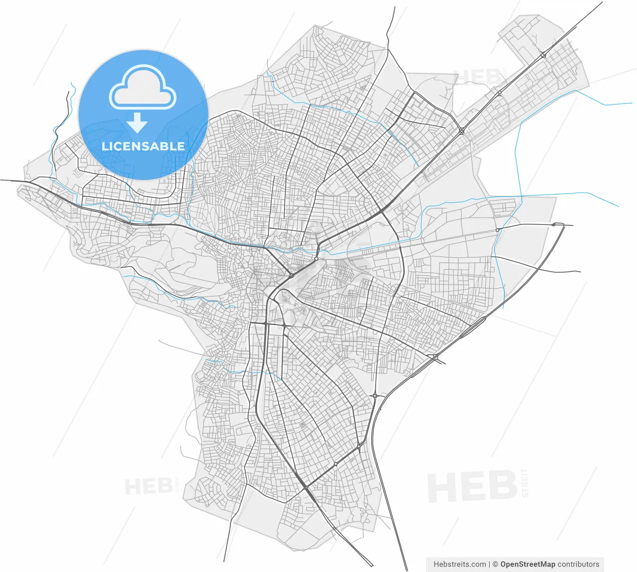 Balıkesir, Balıkesir, Turkey, high resolution vector map - Instant download PDF and JPG