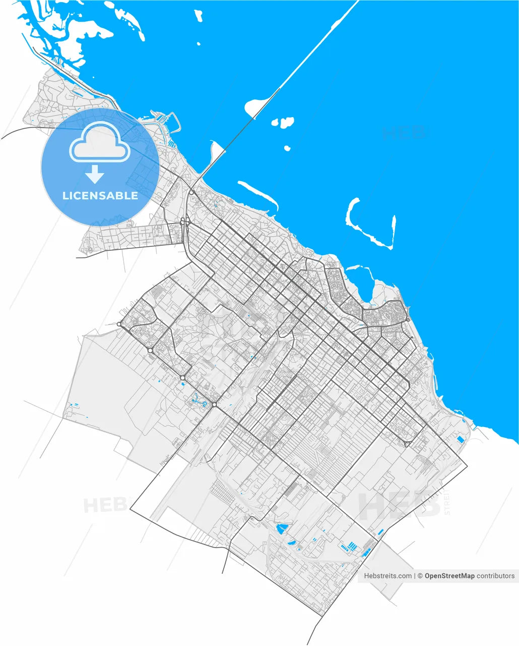 Cherkasy, Cherkasy Oblast, Ukraine, high resolution vector map - Instant download PDF and JPG