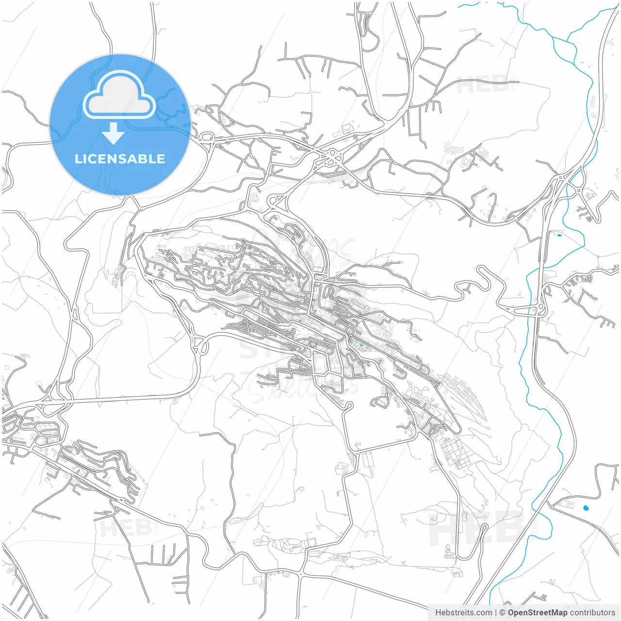 Agrigento, Sicily, Italy, city map with high resolution roads.
