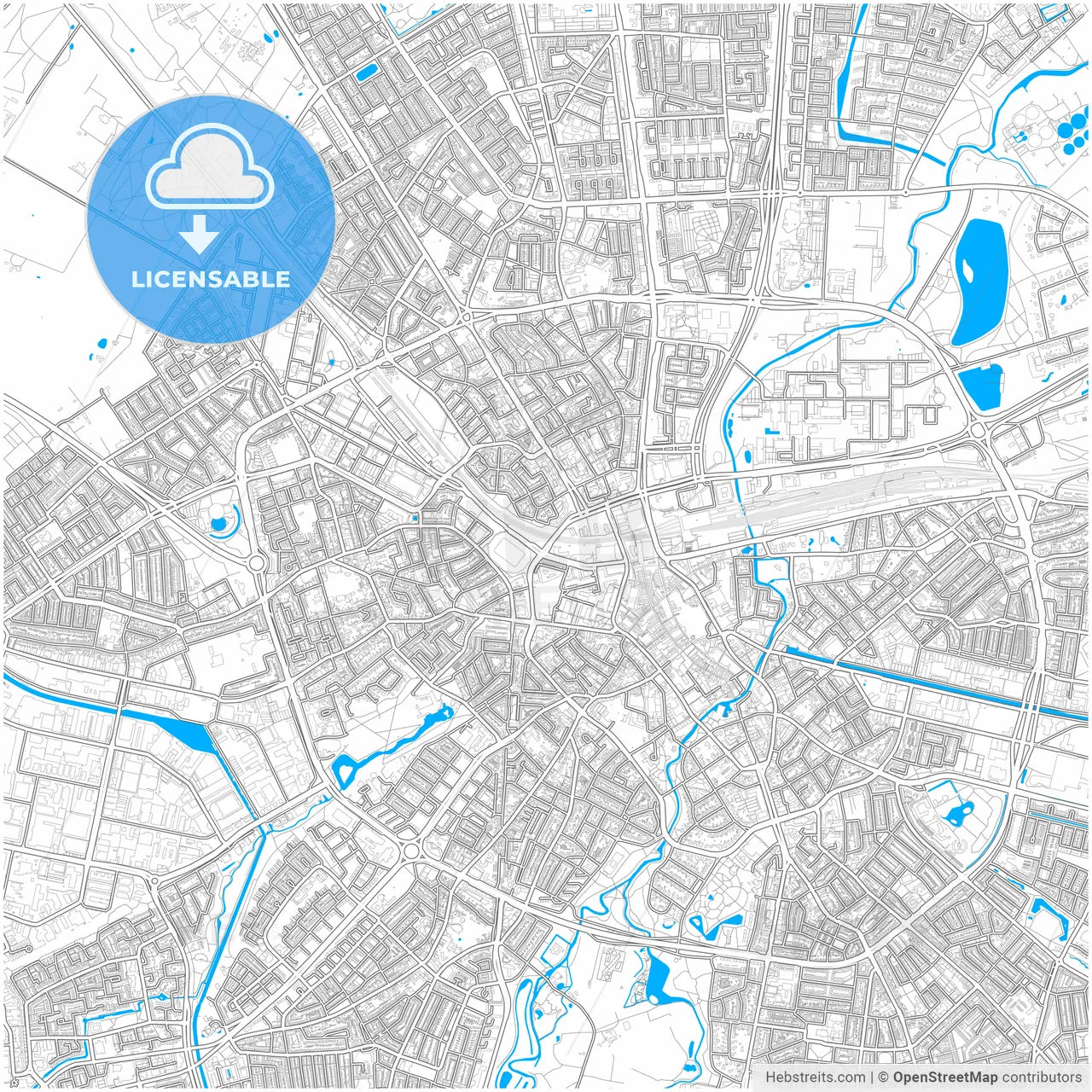 Eindhoven, North Brabant, Netherlands, city map with high resolution roads.
