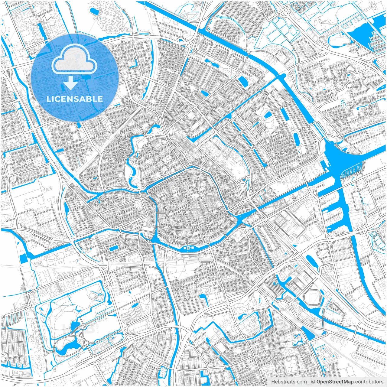 Groningen, Groningen, Netherlands, city map with high resolution roads.