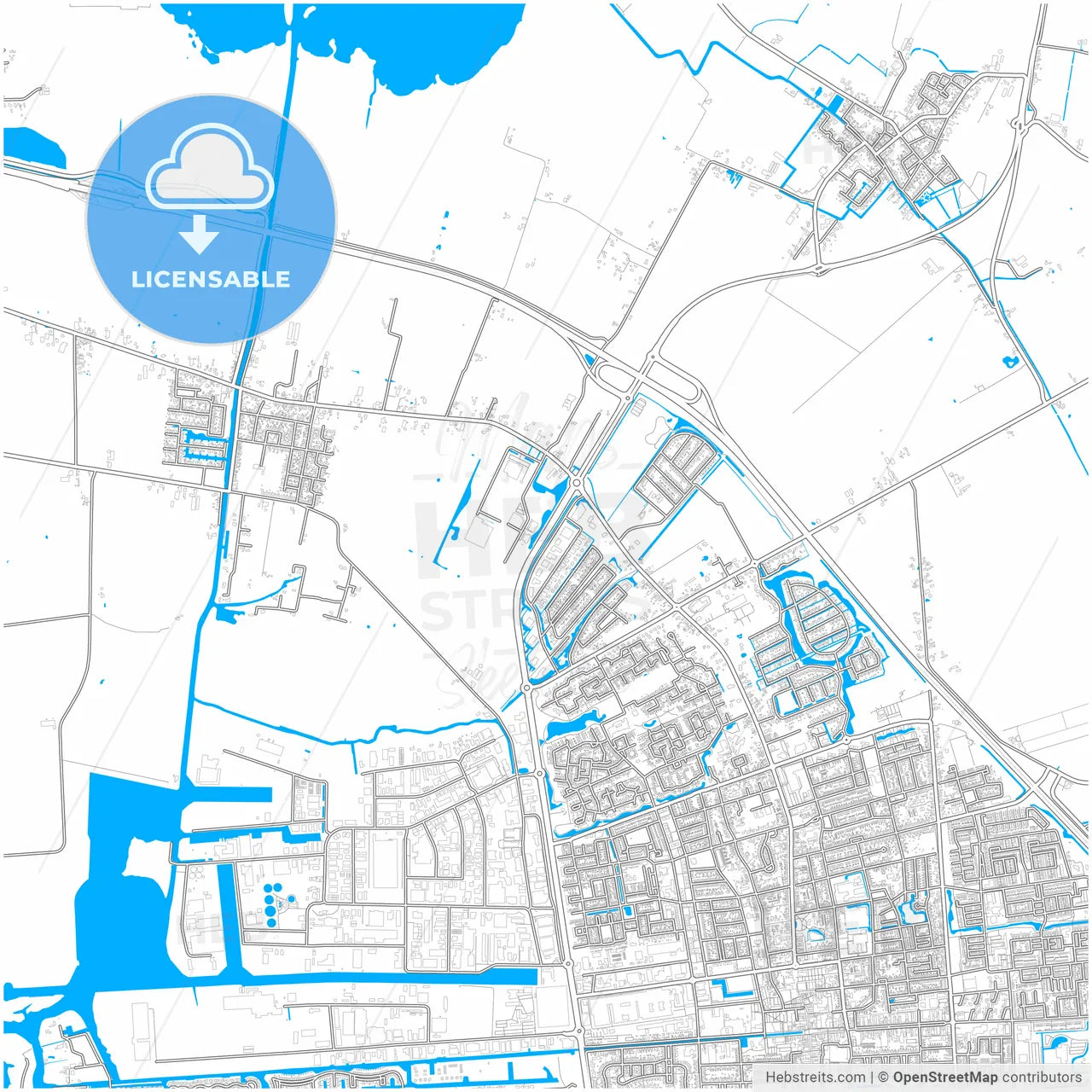 Smallingerland, Friesland, Netherlands, city map with high resolution roads.
