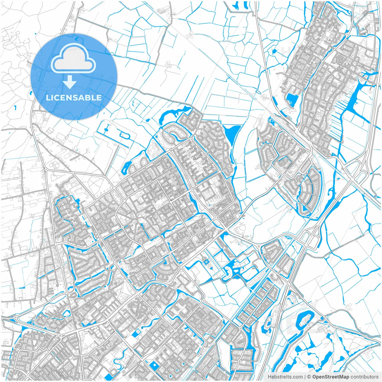 Heemskerk, North Holland, Netherlands, city map with high resolution roads.