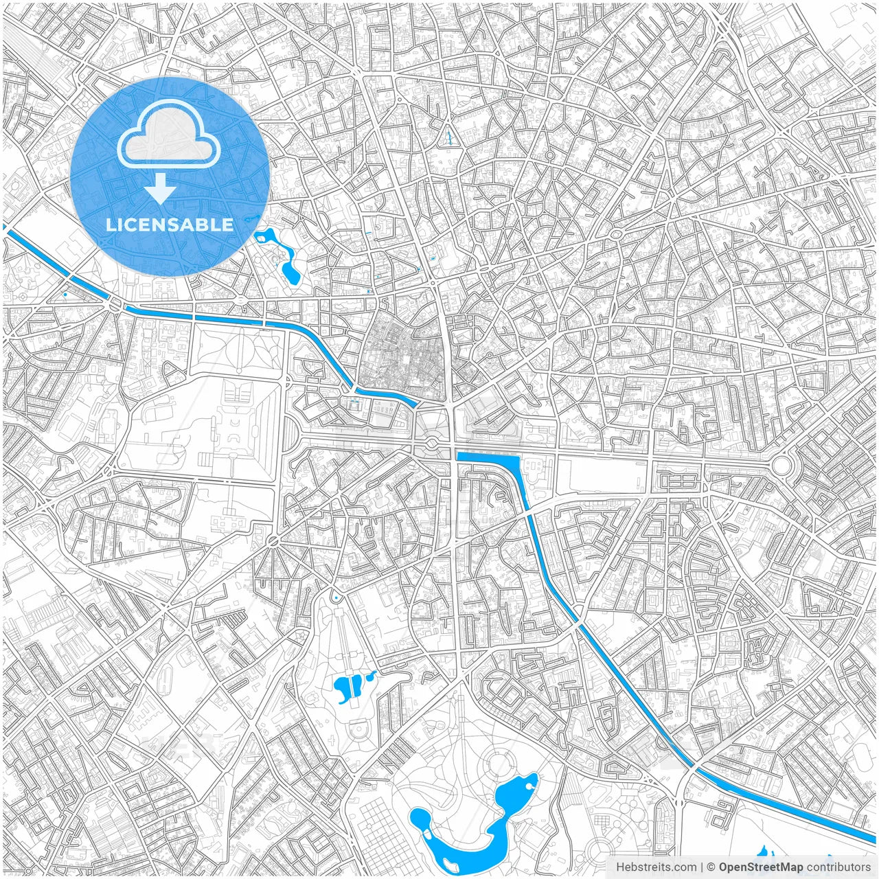 Bucharest, Romania, city map with high resolution roads.
