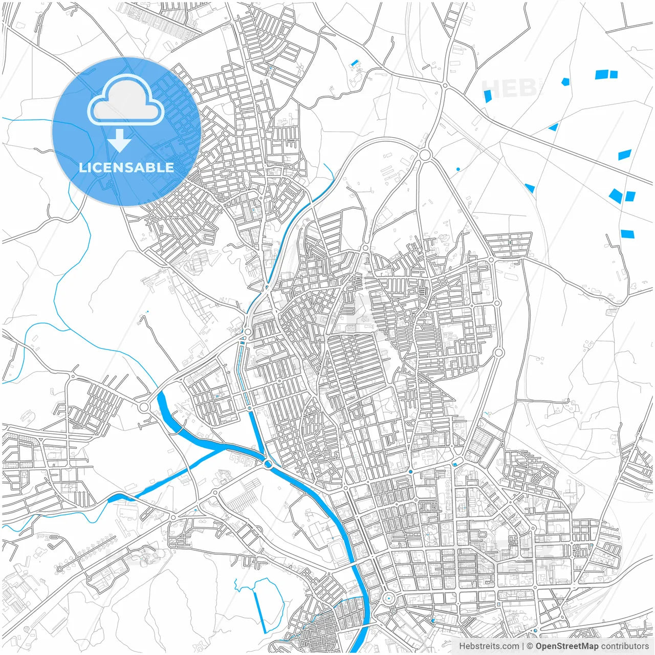 Cartagena, Murcia, Spain, city map with high resolution roads.
