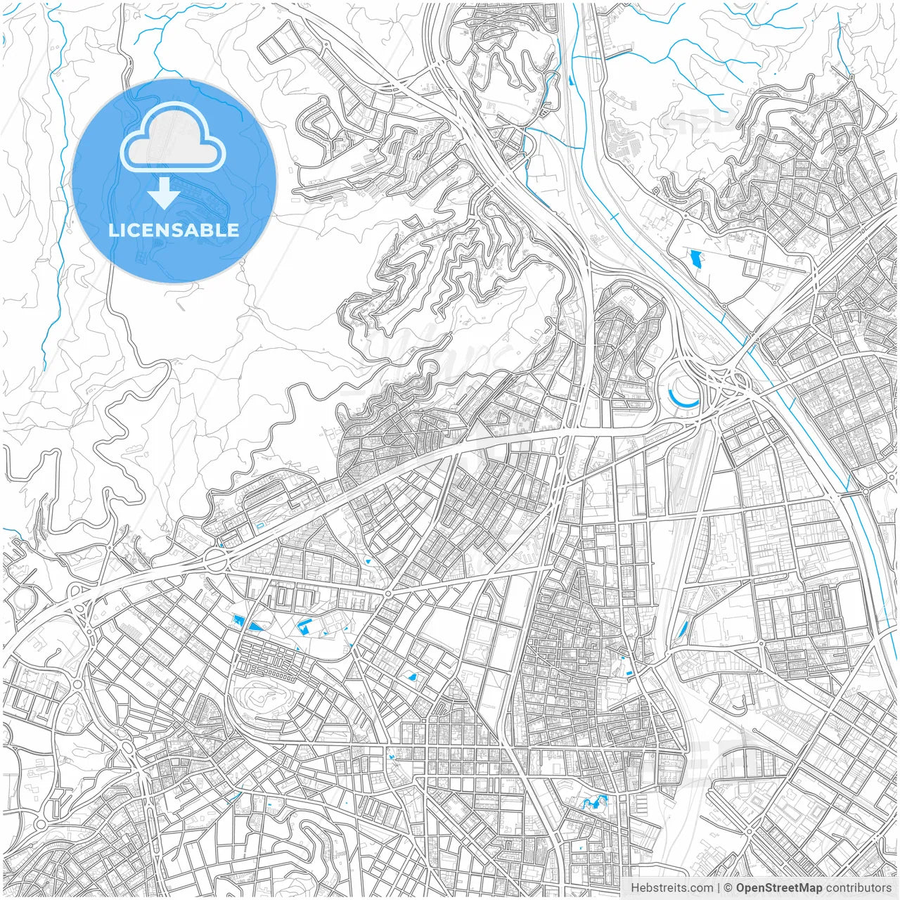 Nou Barris, Barcelona, Spain, city map with high resolution roads.