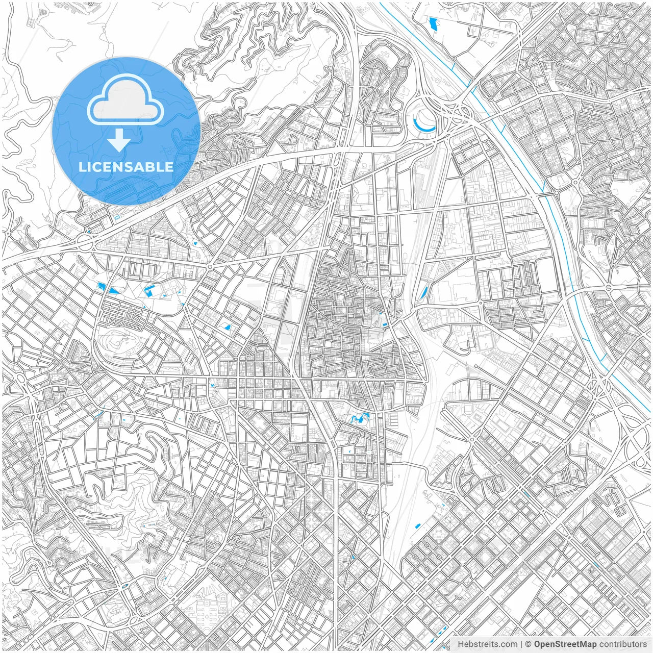 Sant Andreu de Palomar, Barcelona, Spain, city map with high resolution roads.
