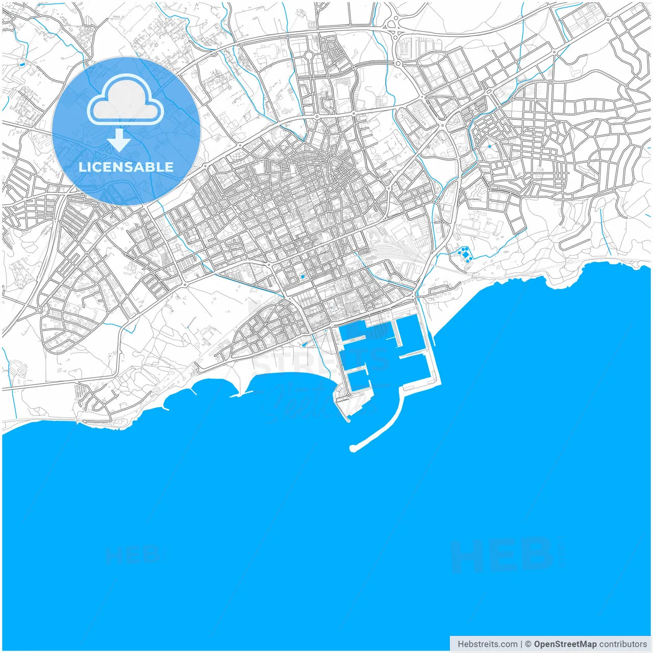 Vilanova i la Geltrú, Barcelona, Spain, city map with high resolution roads.