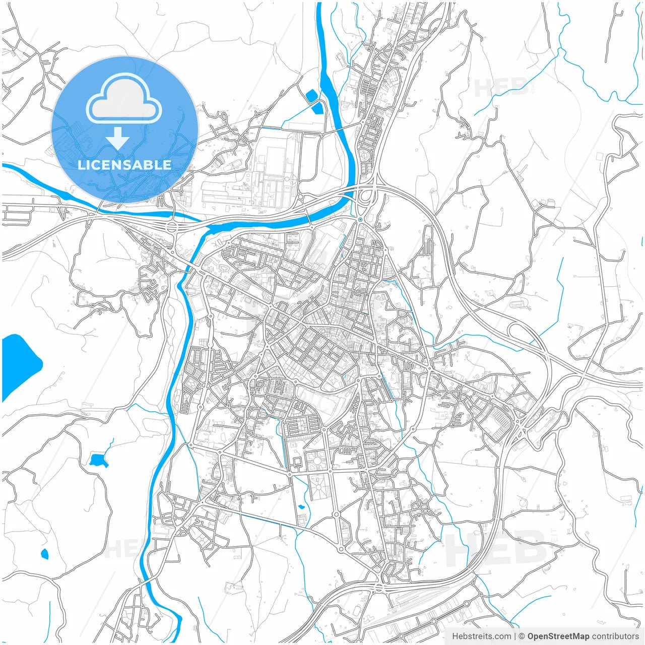 Torrelavega, Cantabria, Spain, city map with high resolution roads.