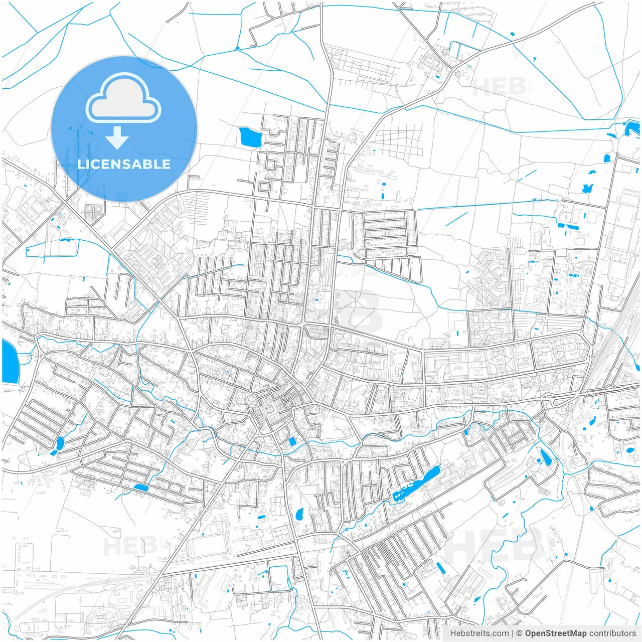 Drohobych, Lviv Oblast, Ukraine, city map with high resolution roads.