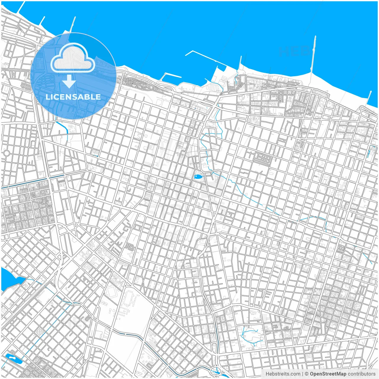 Fortaleza, Brazil, city map with high resolution roads.