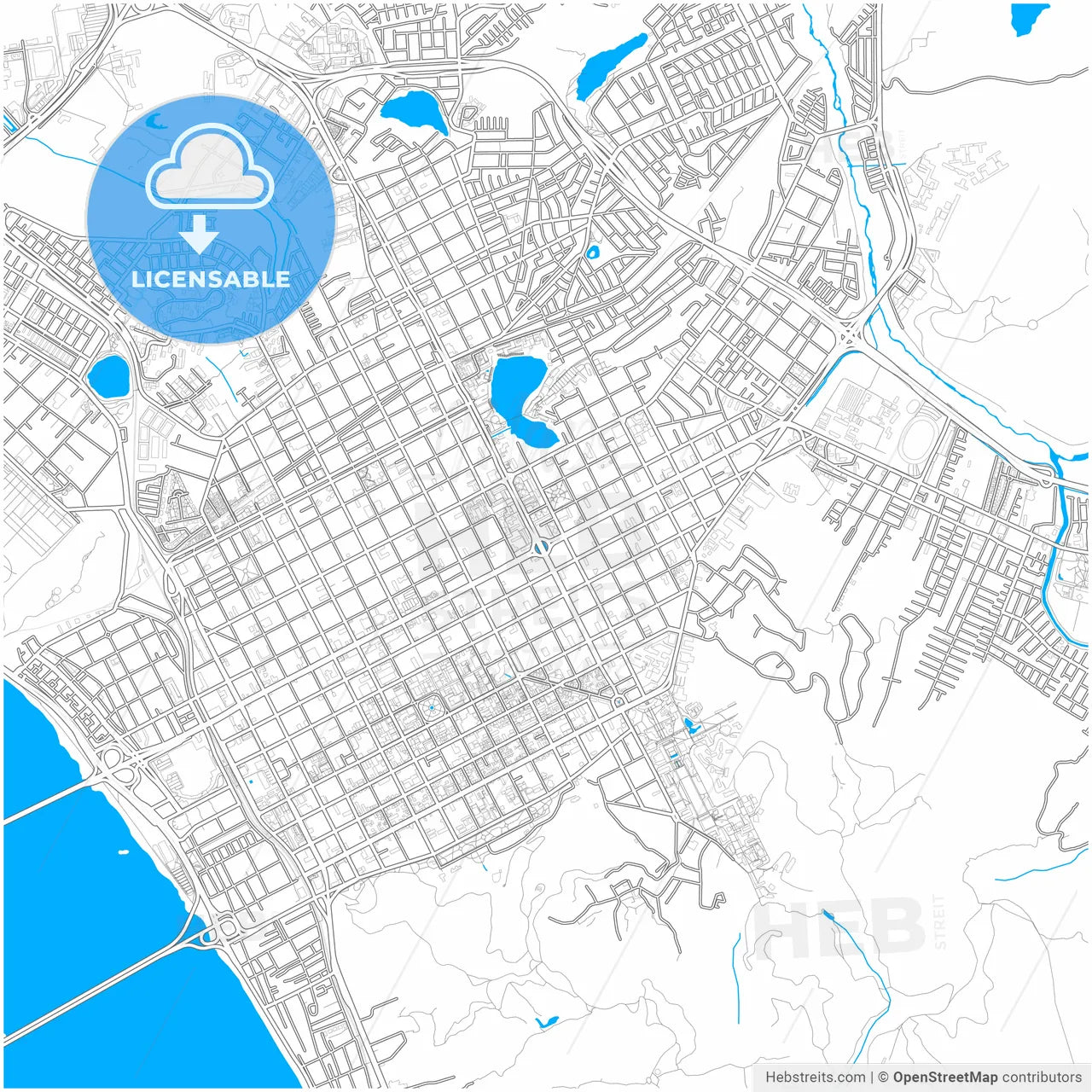 Concepcion, Chile, city map with high resolution roads.