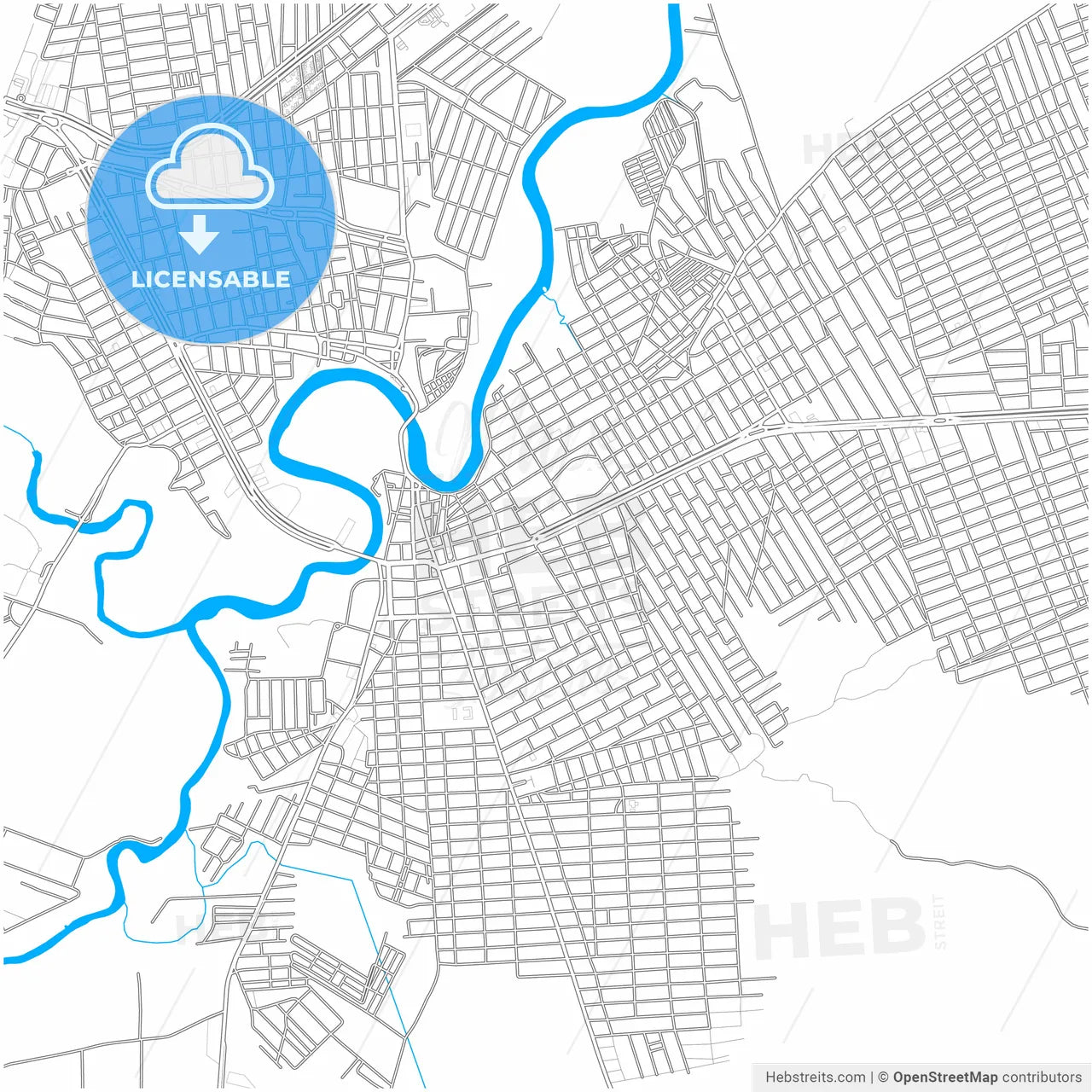 Barreiras, Brazil, city map with high resolution roads.