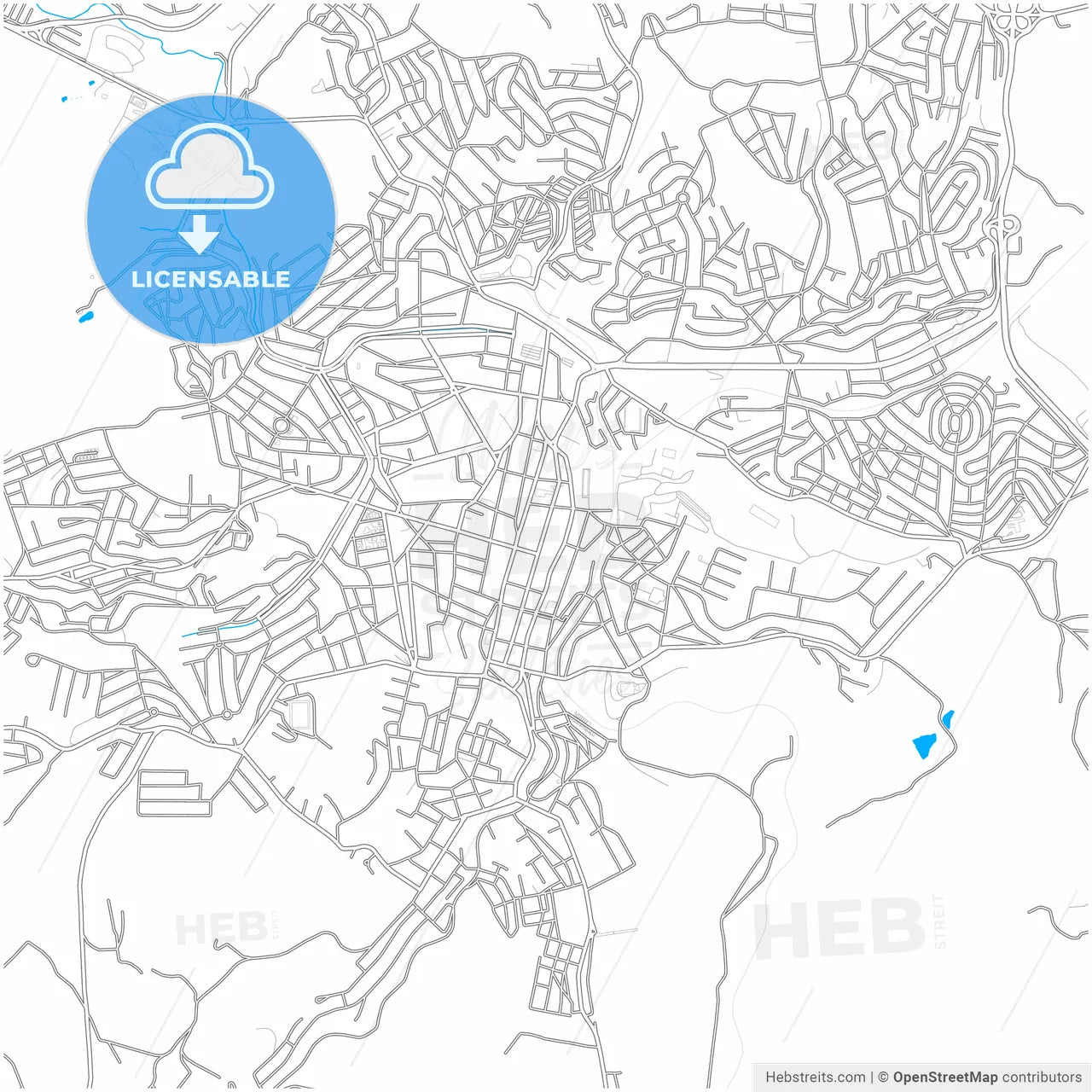 Barbacena, Brazil, city map with high resolution roads.