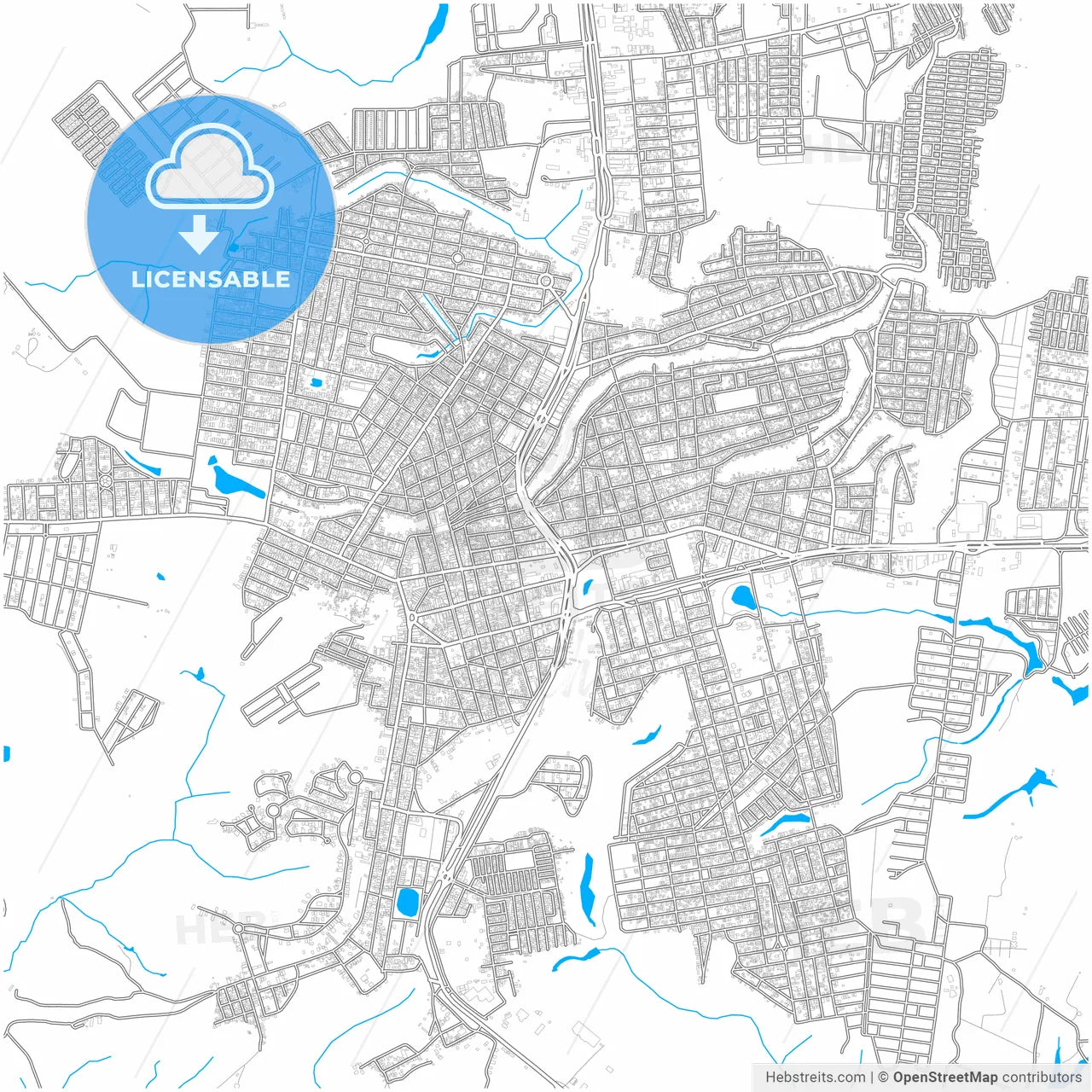 Eunapolis, Brazil, city map with high resolution roads.