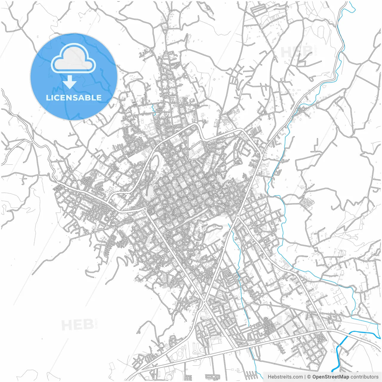 Duitama, Colombia, city map with high resolution roads.