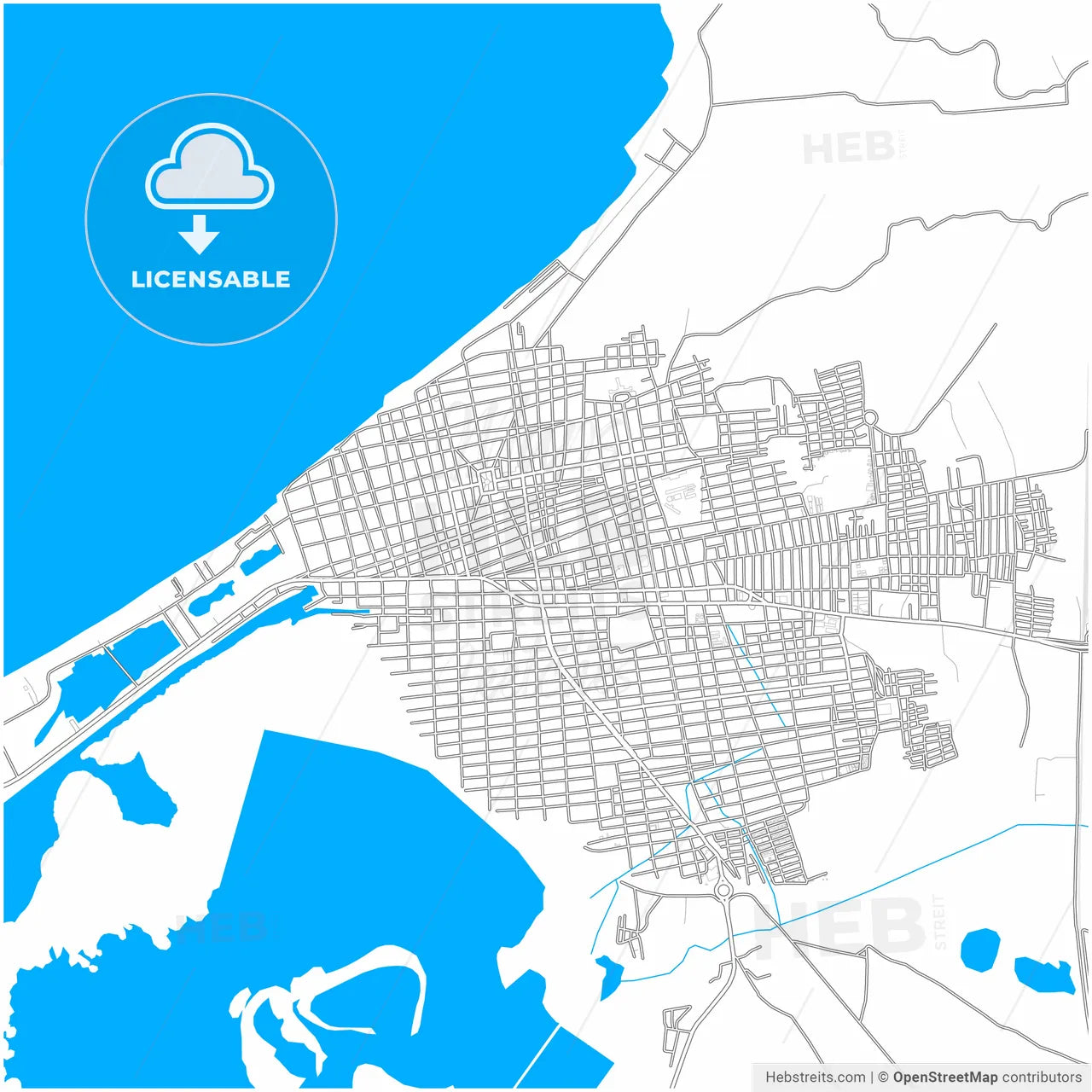 Cienaga, Colombia, city map with high resolution roads.