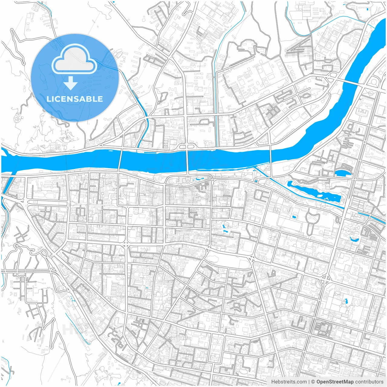 Lanzhou, Gansu, China, city map with high resolution roads.