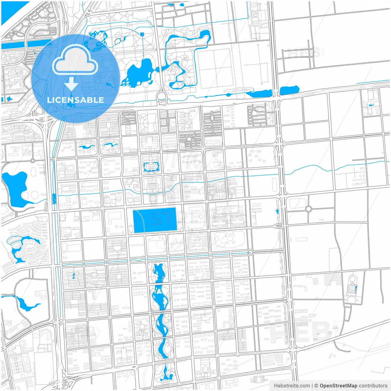 Luoyang, Henan, China, city map with high resolution roads.