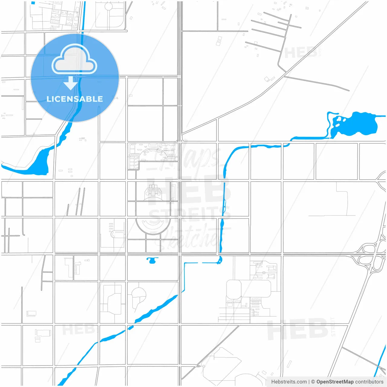 Xinxiang, Henan, China, city map with high resolution roads.