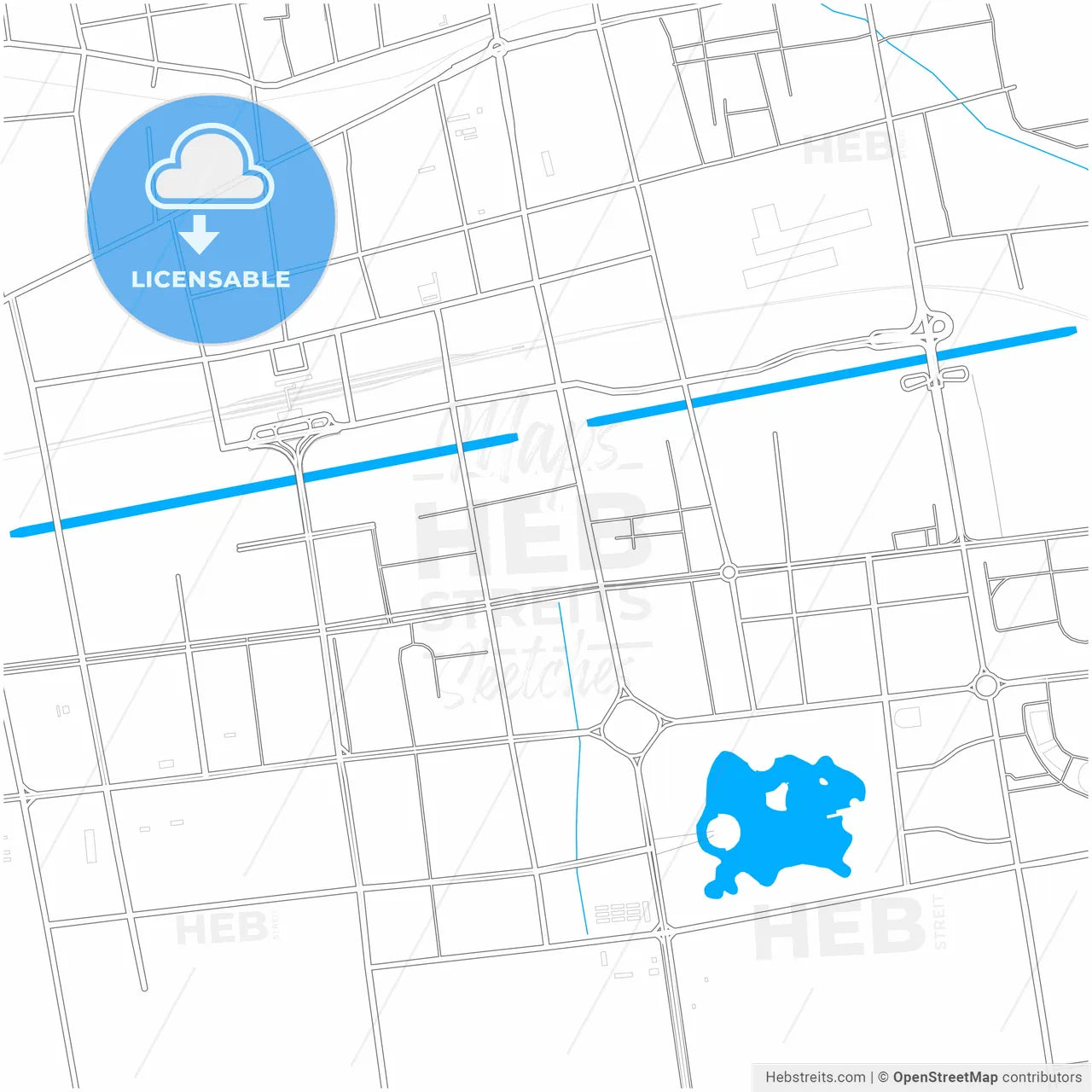 Jiaozuo, Henan, China, city map with high resolution roads.