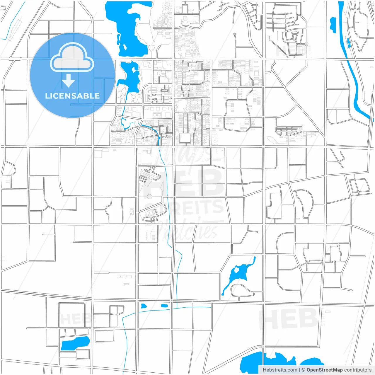 Ma-anshan, Anhui, China, city map with high resolution roads.