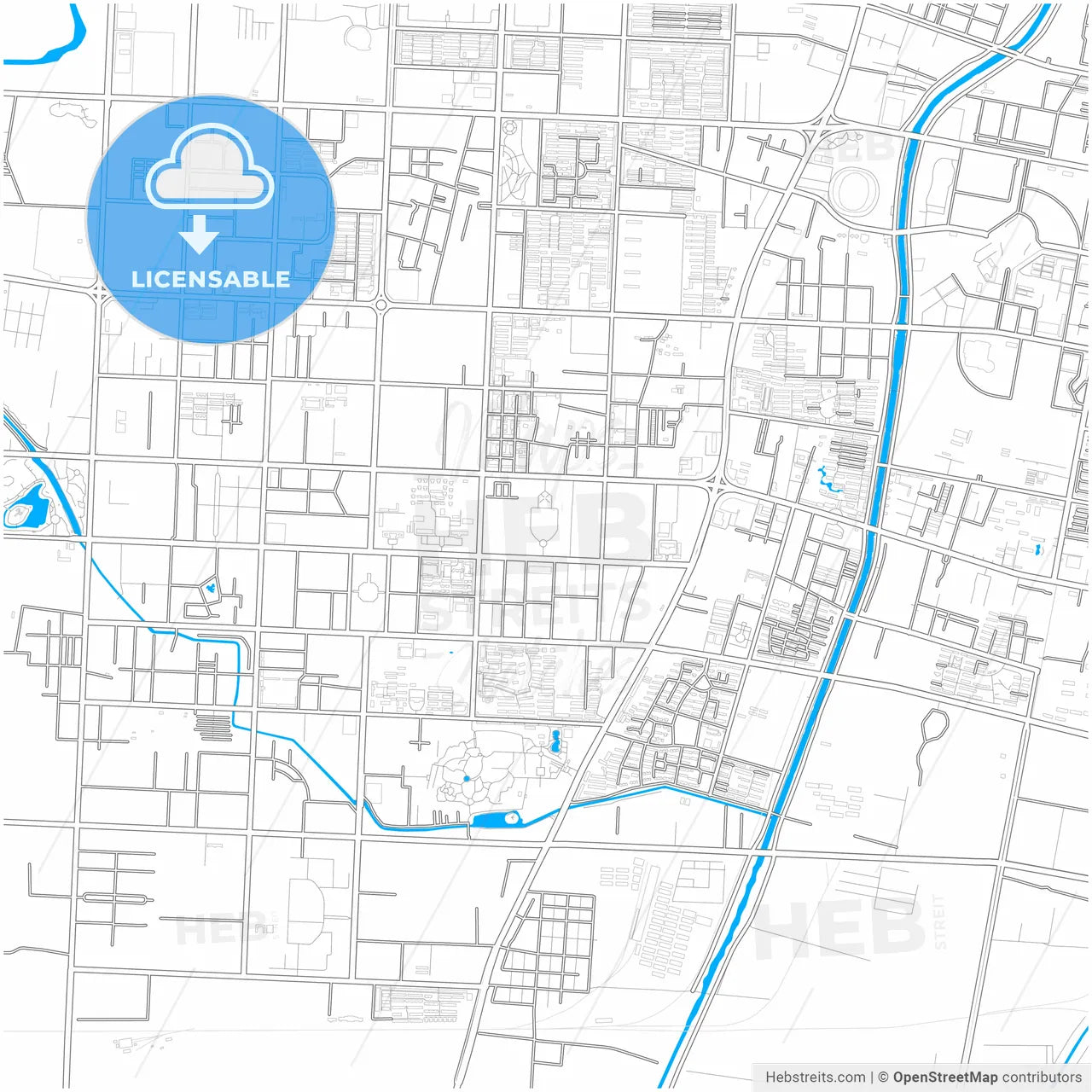 Puyang, Henan, China, city map with high resolution roads.