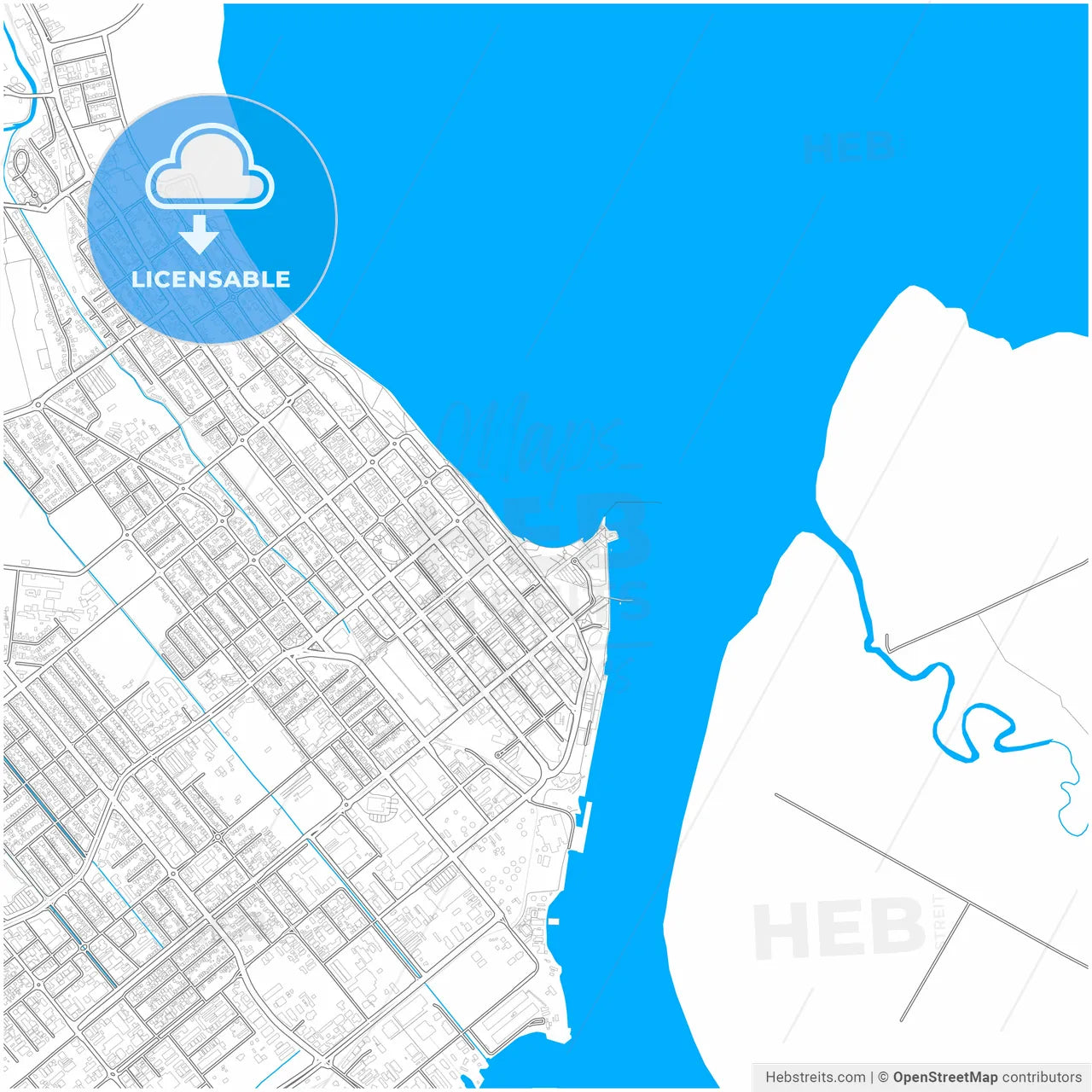 Cairns, Queensland, Australia, city map with high resolution roads.