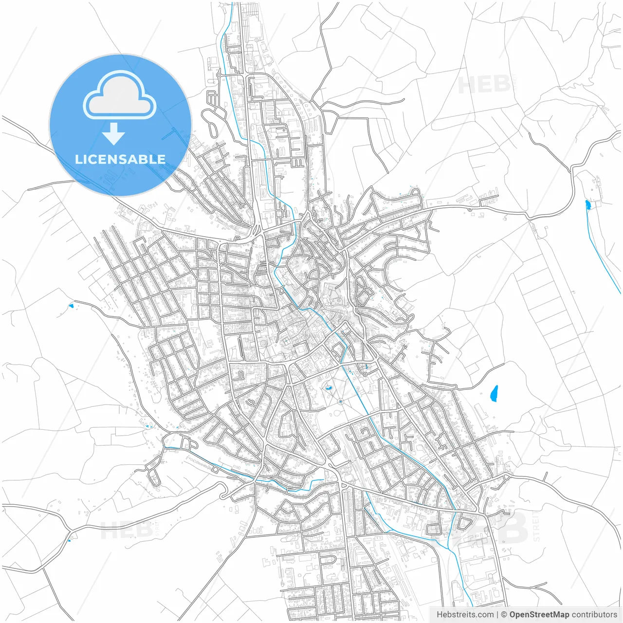 Eger, Heves, Hungary, city map with high resolution roads.