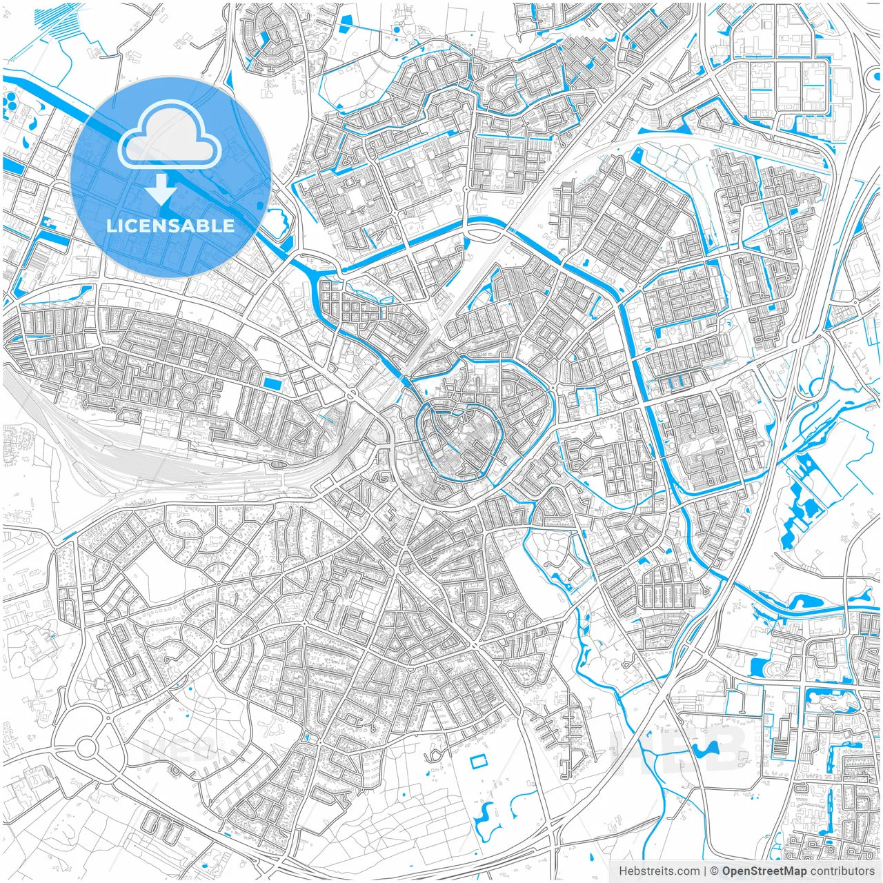 Amersfoort, Utrecht, Netherlands, city map with high resolution roads.