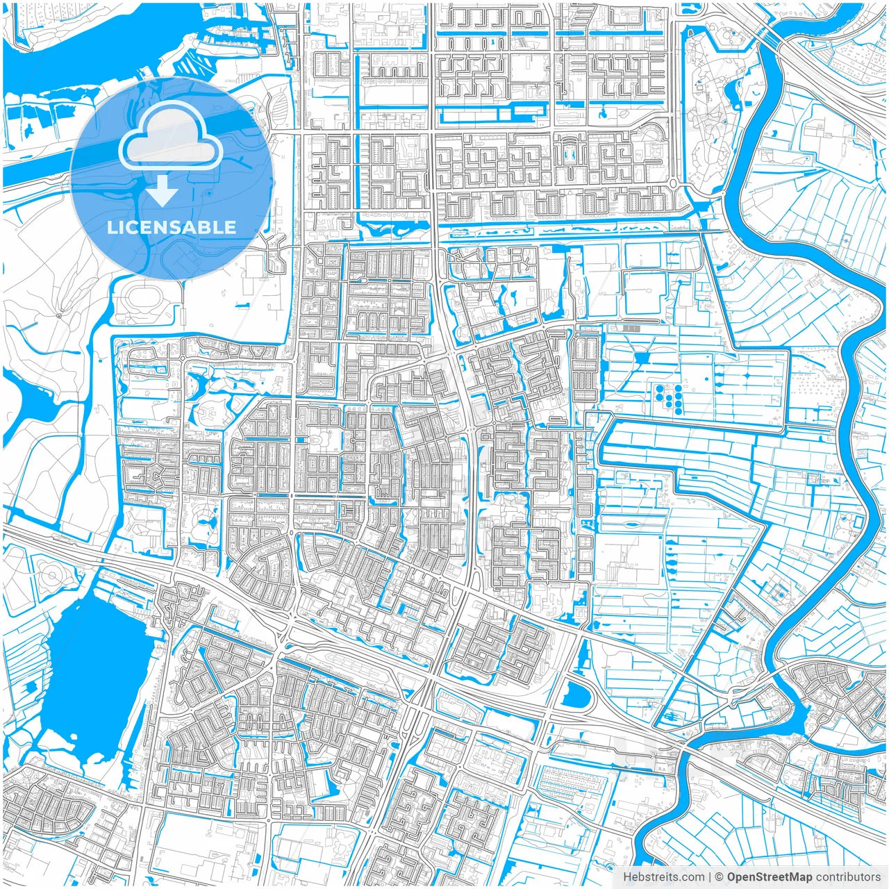 Amstelveen, North Holland, Netherlands, city map with high resolution roads.