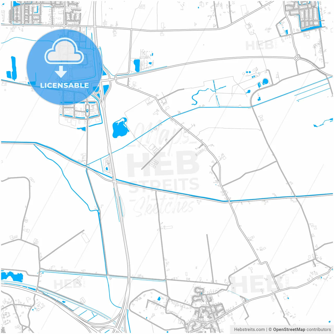 Overbetuwe, Gelderland, Netherlands, city map with high resolution roads.