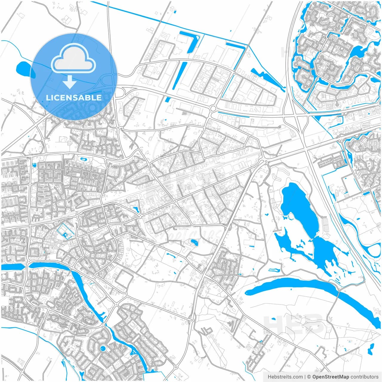 Wijchen, Gelderland, Netherlands, city map with high resolution roads.